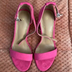 Bright pink open toe sandals